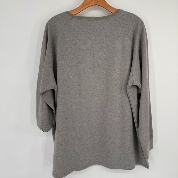 Quacker Factory Womens Sequin Embellished Gray Long Sleeve Top size 1X plus new - Picture 9 of 14